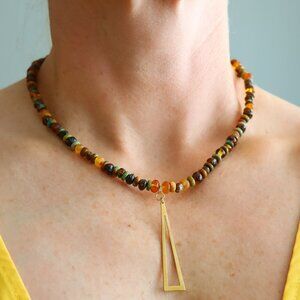 Raw Baltic Amber & Hubei Turquoise Necklace